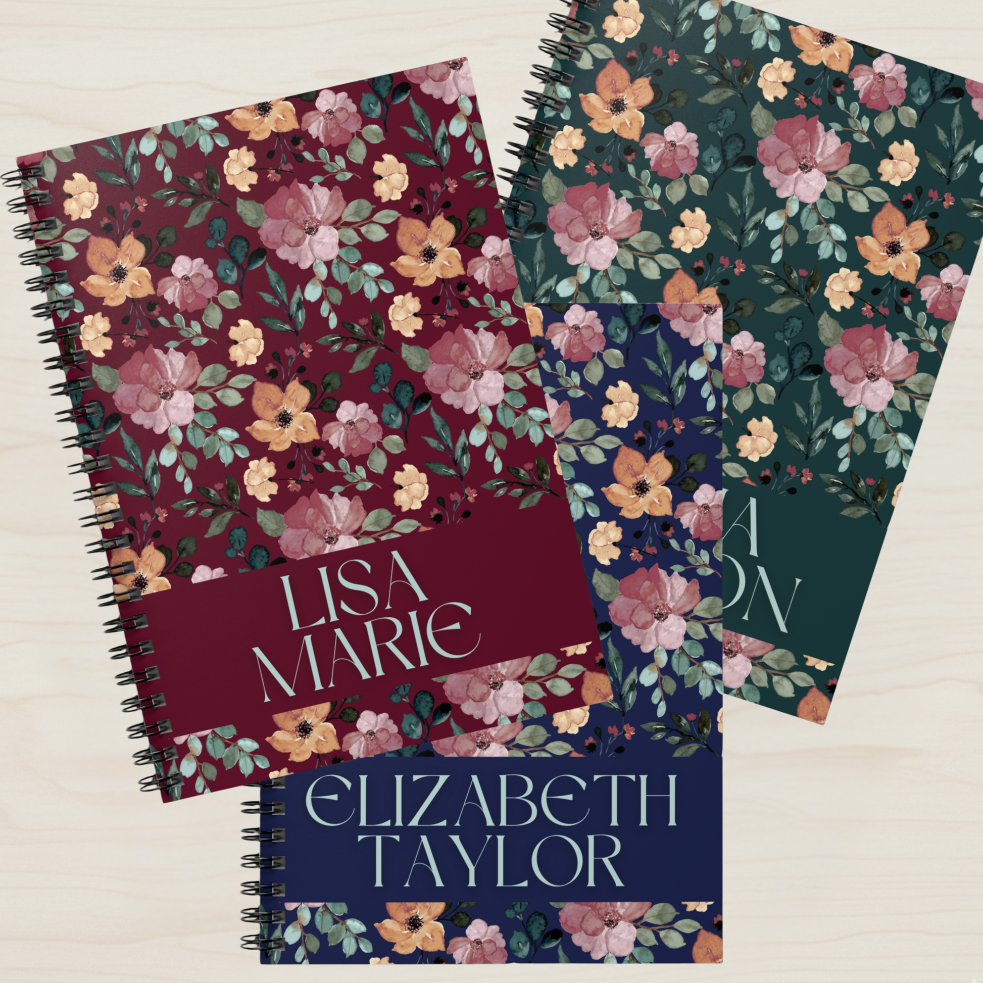 Custom notebooks for team gift idea with personalization small gift for nurse appreciation gift with name spiral notebook with flower aesthetic on diary lined pages 