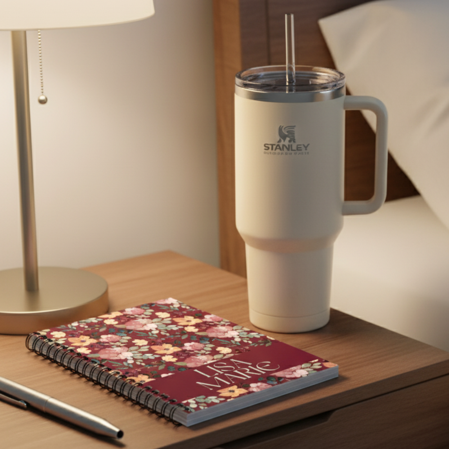 Floral Spiral Notebook with Custom Name